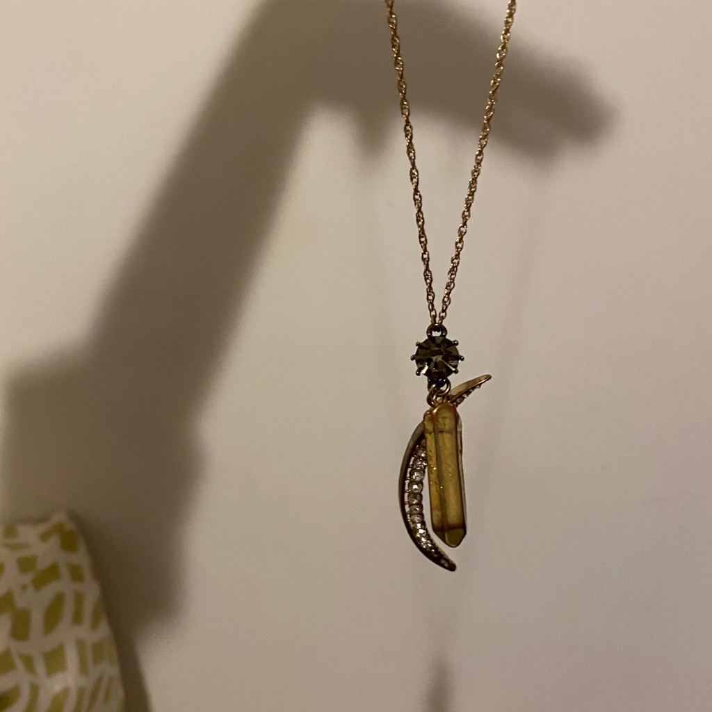 Long Fashion Necklace With Moon And Crystal